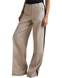 Reiss - Luella Wide Leg Side Stripe Linen Trouser - Lyst