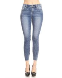 Enjean - Mid Rise Ankle Cropped Skinny Jeans With Clean Hem - Lyst