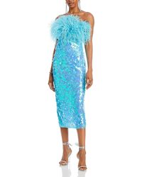 Bronx and Banco - Feather Trim Long Cocktail And Party Dress - Lyst
