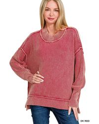 TRUEDAMES - Washed Side Slit Oversized Sweater - Lyst