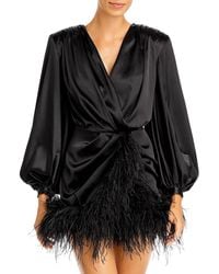 Bronx and Banco - Farah Satin Feathers Cocktail And Party Dress - Lyst
