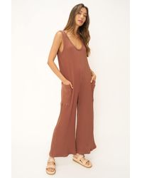 Project Social T - Santa Maria Sweater Rib Wide Leg Jumpsuit - Lyst