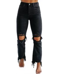 Risen - Tina High Rise Distressed Crop Straight Jeans - Lyst