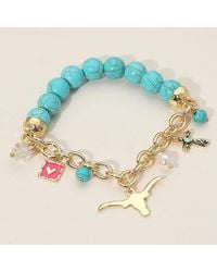Fashnzfab - Secret Box_Western Steer Head Cross Heart Pearl Charm Beaded Stretch Bracelet - Lyst