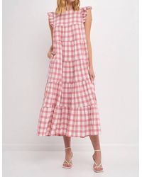 English Factory - Sweet Gingham Tiered Maxi Dress - Lyst