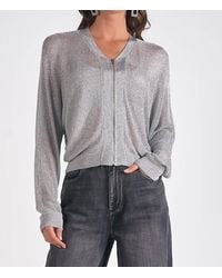 Elan - Metallic Zip Cardigan Sweater - Lyst