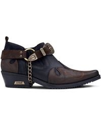 Infinity Leather - Leather Metal Chain Winklepicker Cowboy Shoes - Lyst