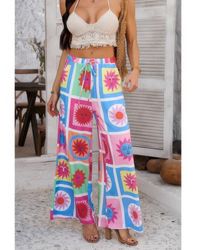 TRUEDAMES - Allover Print Drawstring Pockets Wide Leg Pants - Lyst