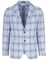 Tagliatore - Light Checkered Cotton-Linen Blazer - Lyst