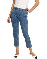 Fdj - Printed Pull-On Straight Crop Denim Pant - Lyst