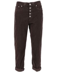 Dondup - High-Waisted Tapered Pants With Decorative Buttons - Lyst