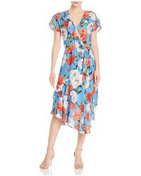Parker - Reina Silk Blend Floral Print Midi Dress - Lyst