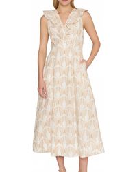 MILLY - Butterfly Eyelet Ruffle Midi Dress - Lyst