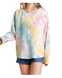 Umgee - Raglan Sleeve Raw Edged Top - Lyst