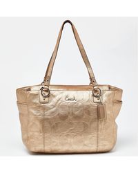 COACH - Signature Embossed Leather East West Gallery Tote - Lyst
