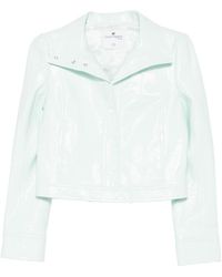 Courreges - Cropped Jacket With Glossy Patent Finish And Structured Collar - Lyst