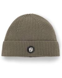 BOSS - Wool-Cashmere Beanie Hat With Double B Monogram - Lyst