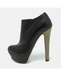Sergio Rossi - Leather Platform Ankle Length Booties - Lyst