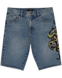 Ed Hardy - Panther Snake Denim Skater Short - Lyst