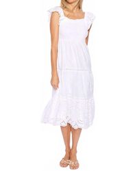 Sail To Sable - Flutter Sleeve Smocked Midi Dress - Lyst