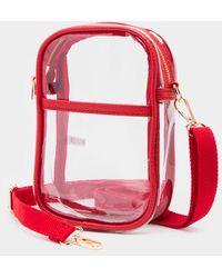 Fashnzfab - Solid Faux Leather Transparent Rectangle Crossbody Bag - Lyst