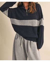 Klesis - Long Sleeve Contrast Stripe Half Zip Sweater Top - Lyst