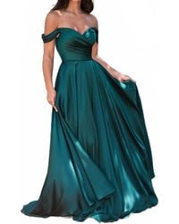 Cinderella Divine - Off Shoulder A-Line Satin Dress - Lyst