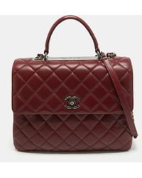 Chanel - Dark Quilted Leather Large Trendy Cc Top Handle Bag - Lyst