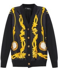Versace - Baroque Printed V-Neck Cardigan - Lyst