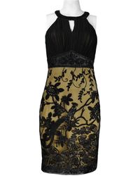 Sue Wong - Keyhole Appliqué Mesh Sheath Dress - Lyst