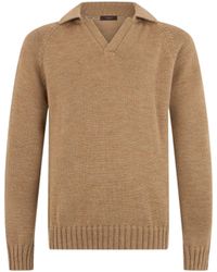 Zanone - V Polo V-Neck Ribbed Wool Polo Sweater - Lyst