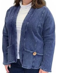 Jess & Jane - Cotton Fleece Jacket With Pockets And Coconut Button Accents - Lyst