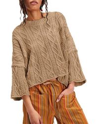 Lovesoft - Cropped Cable Knit Sweater - Lyst