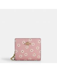 COACH - Snap Wallet With Floral Print - Lyst