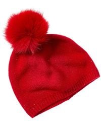 Sofiacashmere - Sofiacashmere Lurex Lattice Stitch Cashmere Hat - Lyst