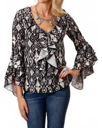 Roper - Ikat Long Sleeves Ruffled Blouse - Lyst
