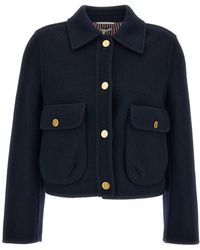 Thom Browne - Cropped Bell-Sleeve Tailored Wool Jacket - Lyst