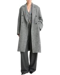 Vince - Herringbone Double-Breasted Wool & Silk-Blend Coat - Lyst
