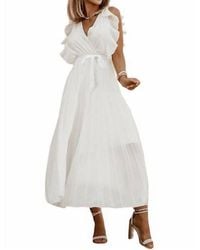 Ninexis - Ruffle Sleeve Pleated Dress - Lyst