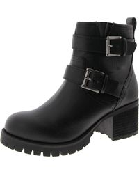 MIA - Jessi Faux Leather Block Heel Ankle Boots - Lyst