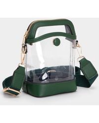 Fashnzfab - Solid Faux Leather Transparent Crossbody Bag - Lyst