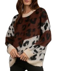 Elan - Leopard Print Crewneck Pullover Sweater - Lyst