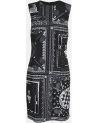 Versace - Versus Printed Satin Sleeveless Midi Dress - Lyst