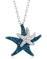 Ross-Simons - Blue And White Diamond Starfish Pendant Necklace - Lyst