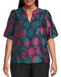 Sugarlips - Kaelani Jacquard Tavia Split Neck Top - Lyst