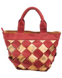 Alviero Martini 1A Classe - Beige/ Geo Print Woven Coated Canvas And Suede Tote - Lyst