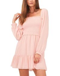 1.STATE - Mini Dress Peach Skin Chiffon Smocked Ruffle Hem Fts1382 - Lyst