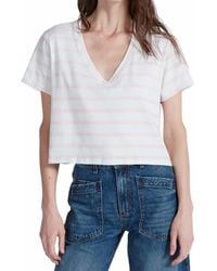 ASKK NY - Shrunken V-Neck Stripe Tee - Lyst