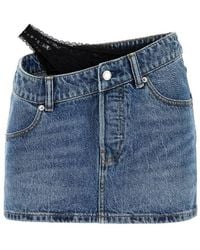 Alexander Wang - T By Asymmetric Lace Detail Mini Skirt - Lyst