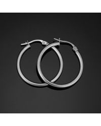 Fremada - 10k White Polished Hoop Earrings (2x20 Mm) - Lyst
